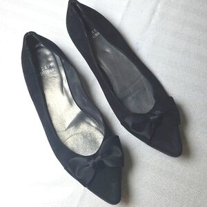 🌸Stuart Weitzman‎ SatinBlack Bow Flats 8